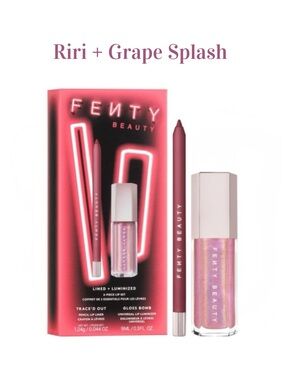 FENTY BEAUTY Lined + Luminized 2 Piece Lip Set RiRi Liner + Grape Splash Gloss